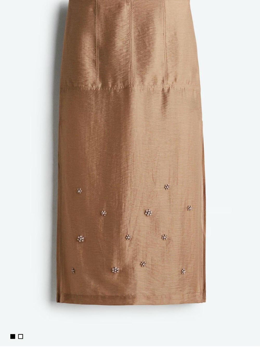 H&M Camel Satin Embellished Pencil Skirt